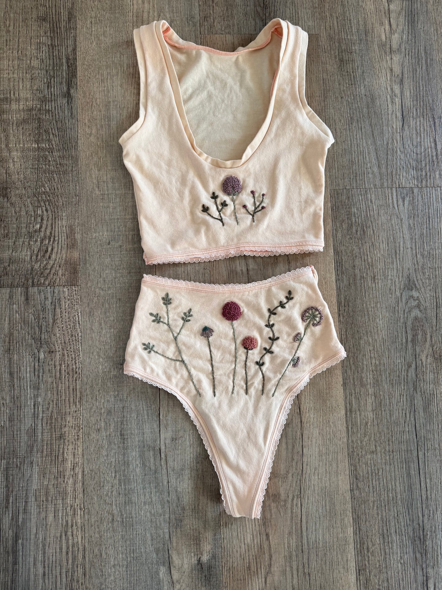 Growing Garden in Cream Thong Set