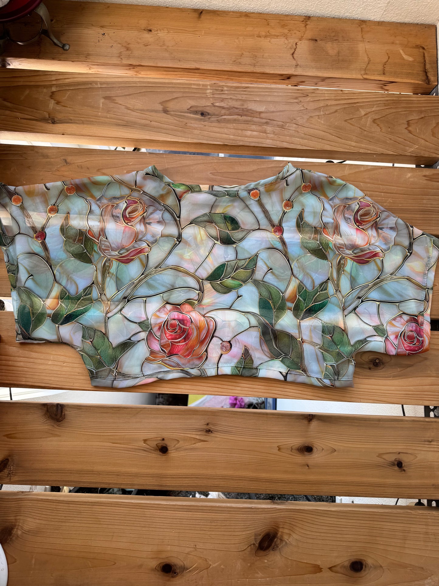 Fragile blooms crop top and shawties set