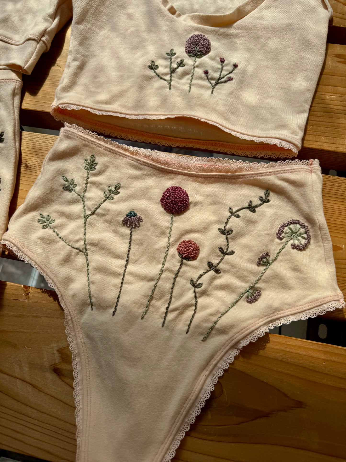 Growing Garden in Cream Thong Set