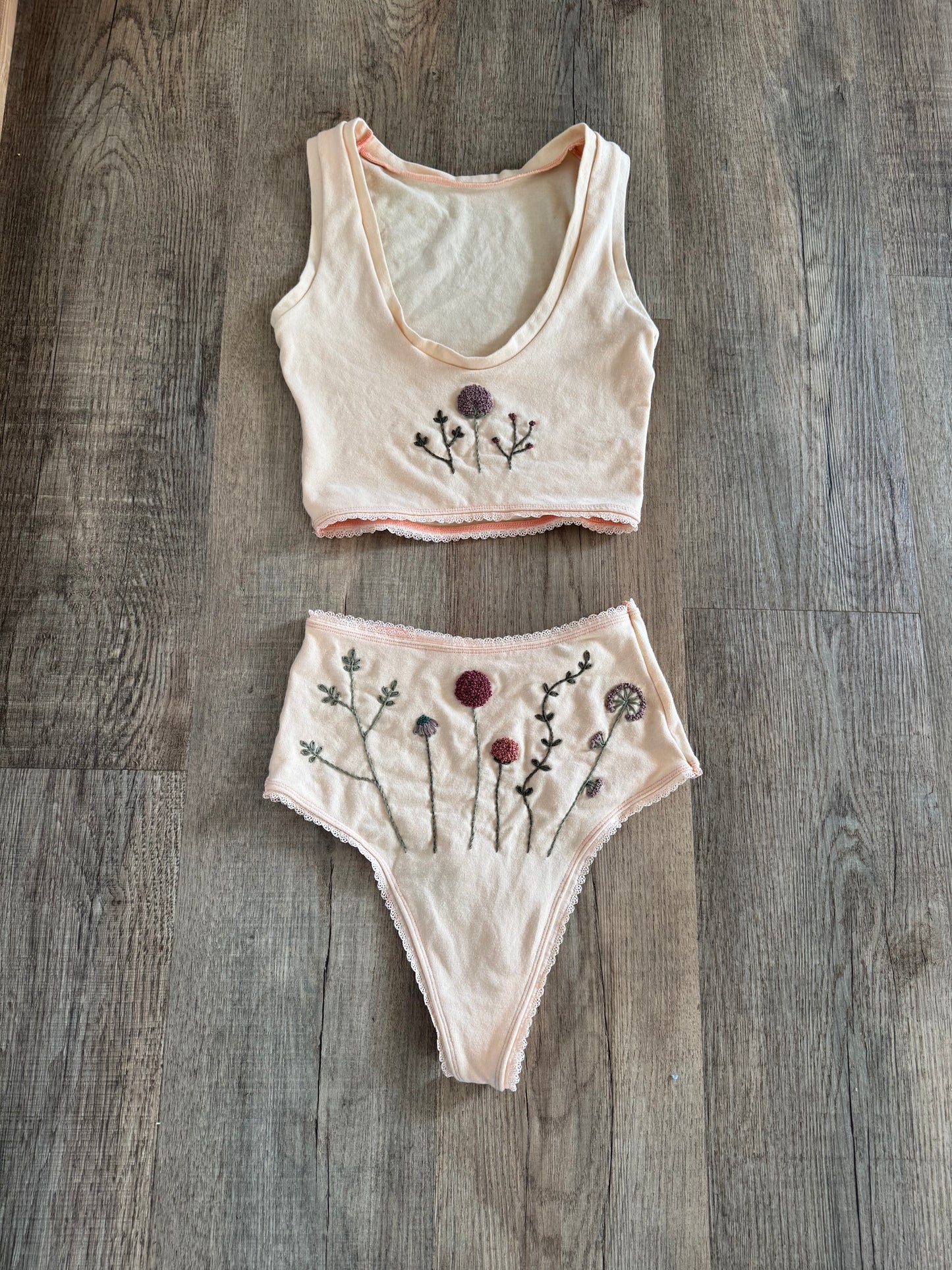 Growing Garden in Cream Thong Set