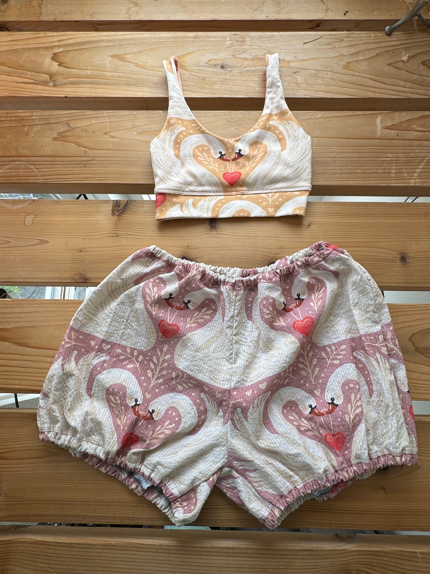 A Dusty Rose Love Birds Bloomers set