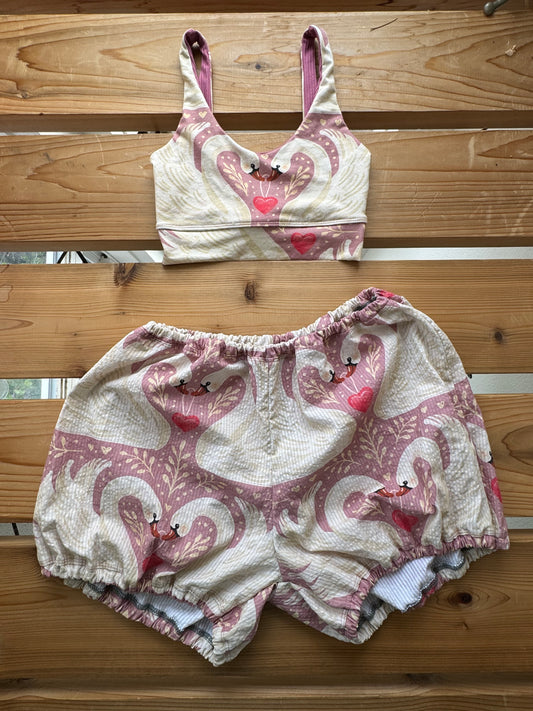 A Dusty Rose Love Birds Bloomers set