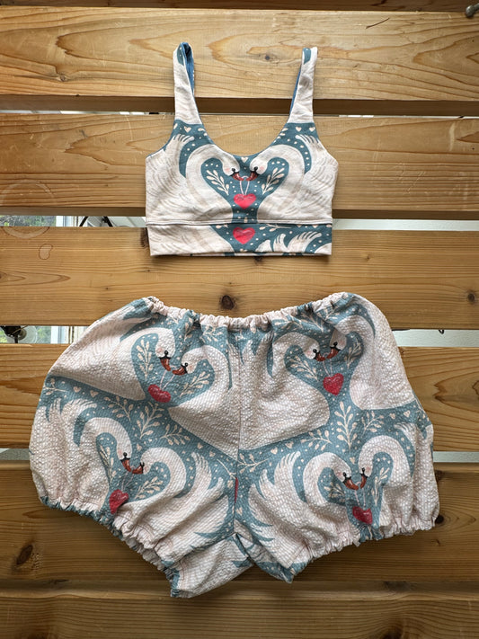 A Blue Love Birds Bloomers set