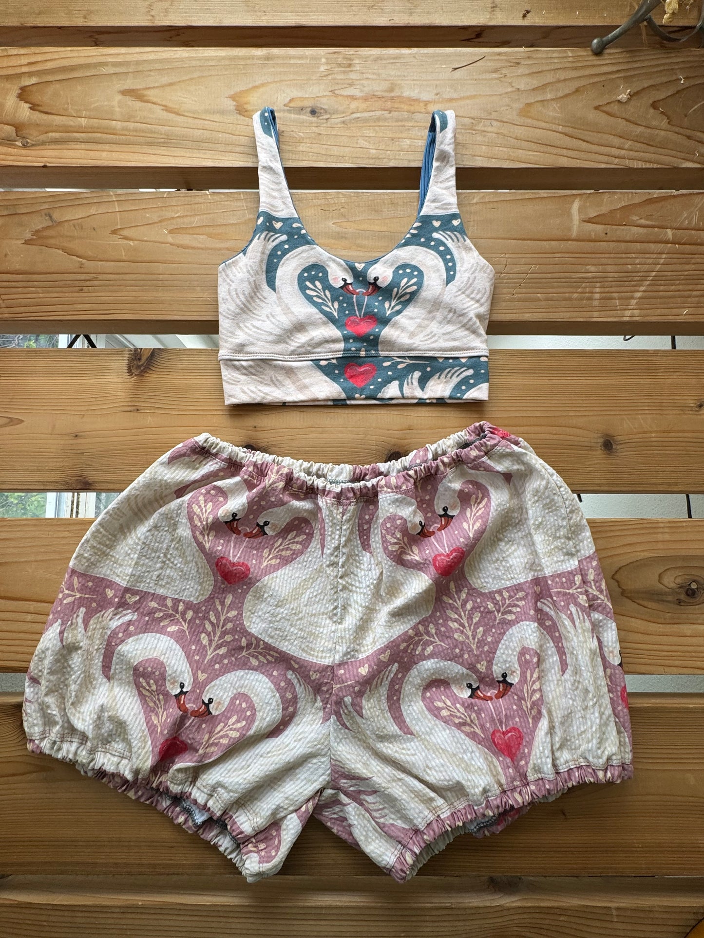 A Dusty Rose Love Birds Bloomers set