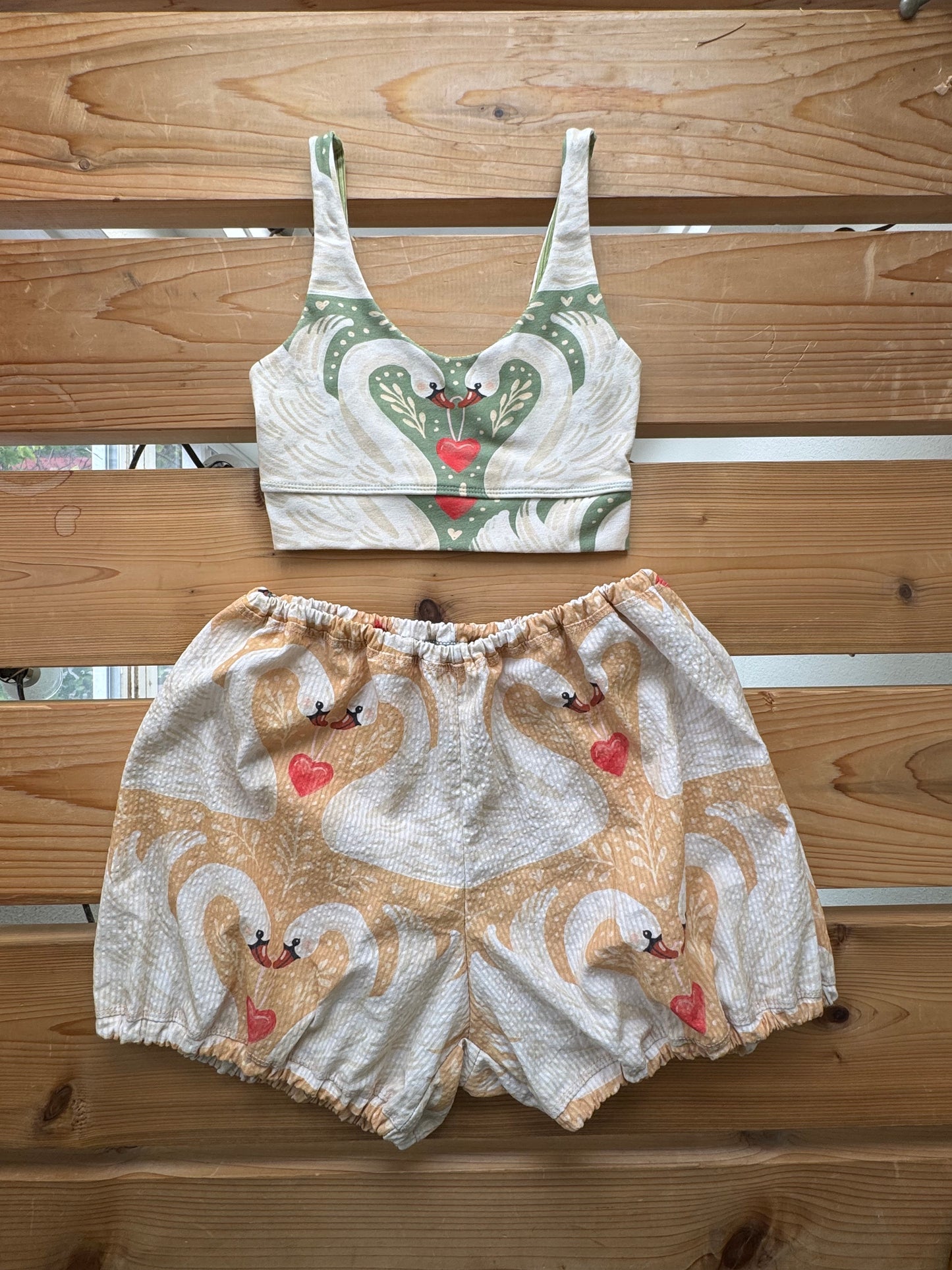 A Golden Love Birds Bloomers set
